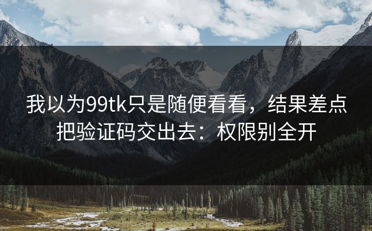 我以为99tk只是随便看看，结果差点把验证码交出去：权限别全开